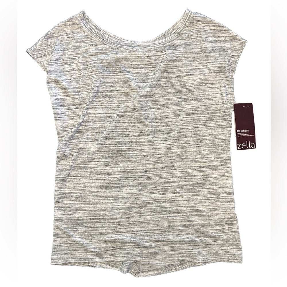 Zella casual sporty gray open back relaxed fit minimalist everyday gym top NWT M